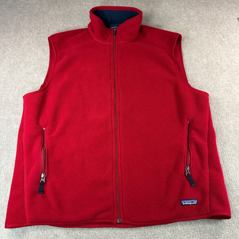 Patagonia Synchilla Fleece Vest Mens Medium Red Full Zip Sleeveless Jacket NY 50